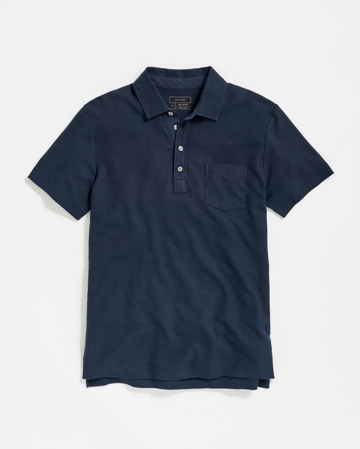 Pique Pensacola Polo in Carbon Blue