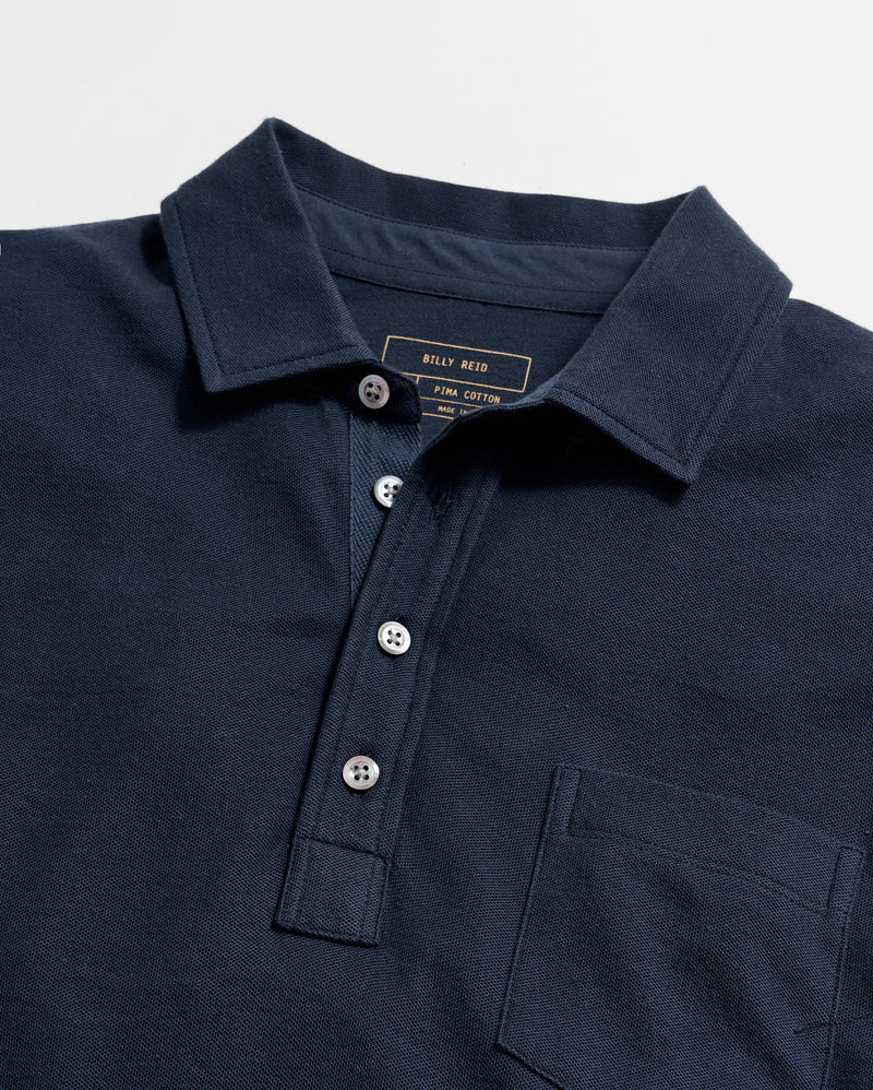 Pique Pensacola Polo in Carbon Blue