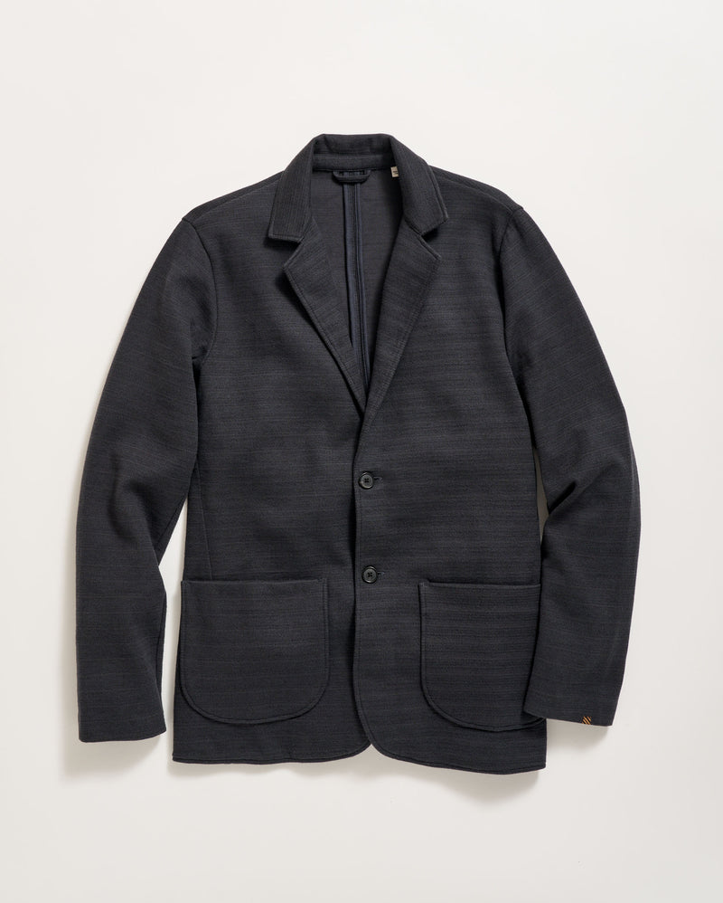 Ottoman Knit Sport Coat in Carbon Blue