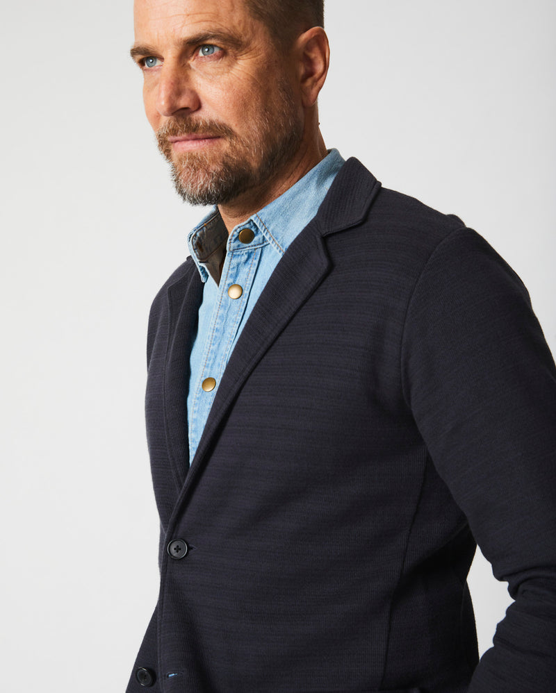 Ottoman Knit Sport Coat in Carbon Blue