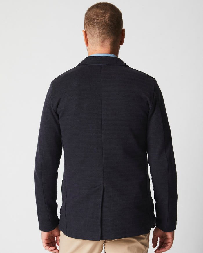 Ottoman Knit Sport Coat in Carbon Blue