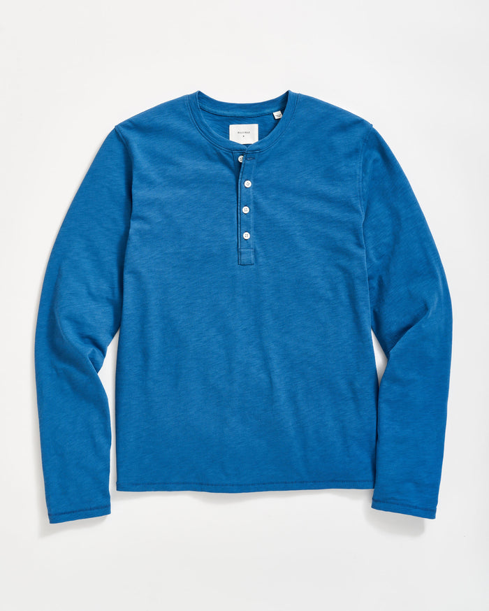 Long Sleeve Organic Cotton Henley in Dark Blue