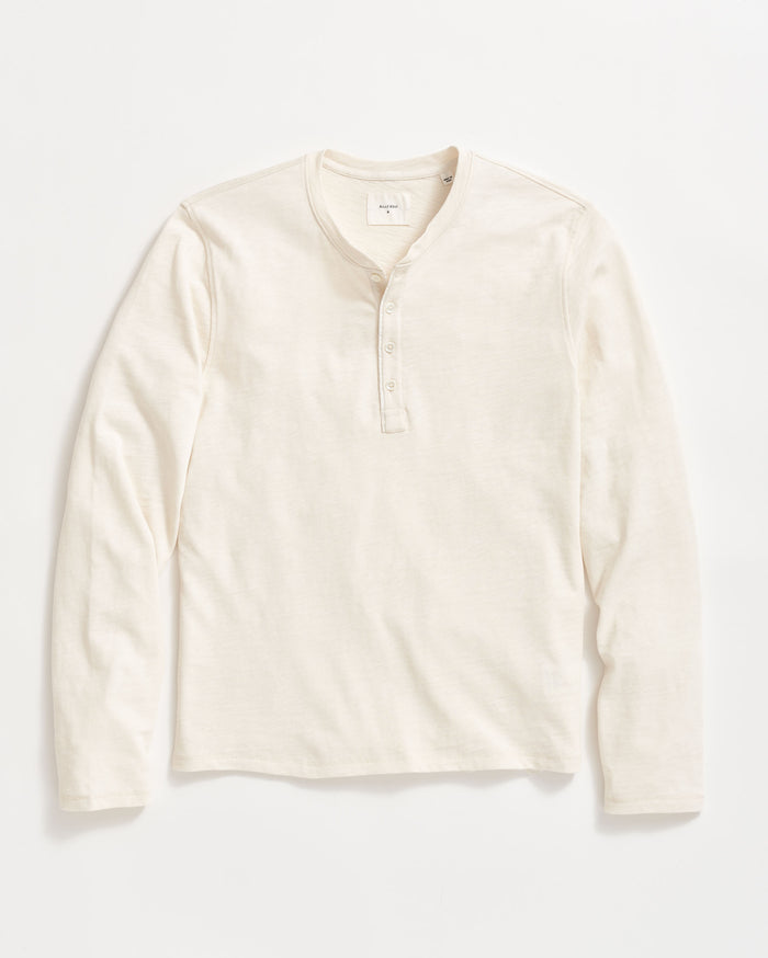 Long Sleeve Organic Cotton Henley in Tinted White