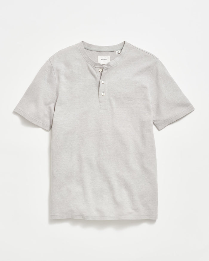 Short Sleeve Hemp Cotton Henley in Silver