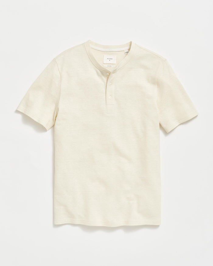 Short Sleeve Hemp Cotton Henley in Tinted White