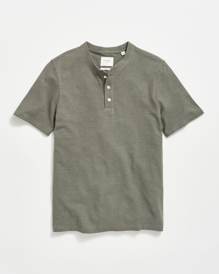 Short Sleeve Hemp Cotton Henley in Washed Grey