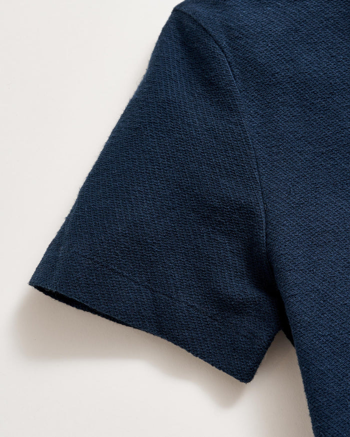 Hemp Cotton Twill Polo in Carbon Blue