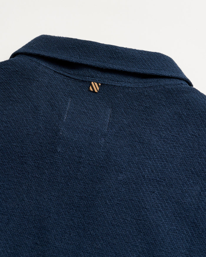 Hemp Cotton Twill Polo in Carbon Blue