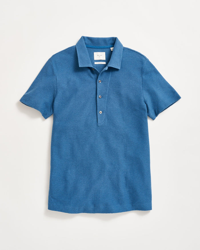 Hemp Cotton Twill Polo in Dark Blue