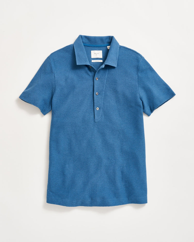 Hemp Cotton Twill Polo in Dark Blue