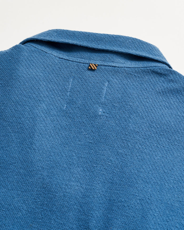 Hemp Cotton Twill Polo in Dark Blue