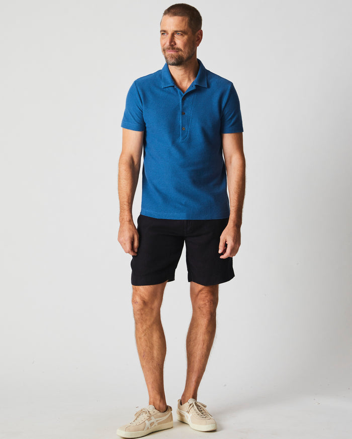 Hemp Cotton Twill Polo in Dark Blue