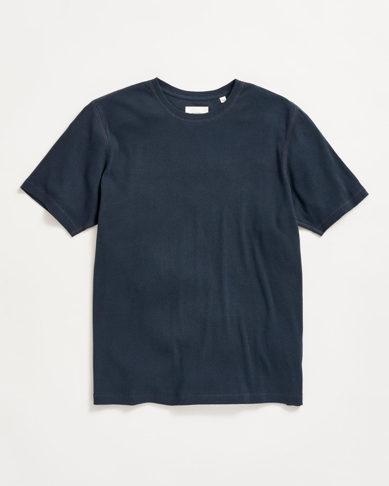 Short Sleeve Rib Crew in Carbon Blue