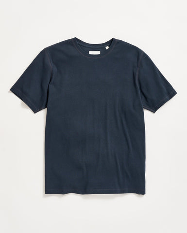 Short Sleeve Rib Crew in Carbon Blue