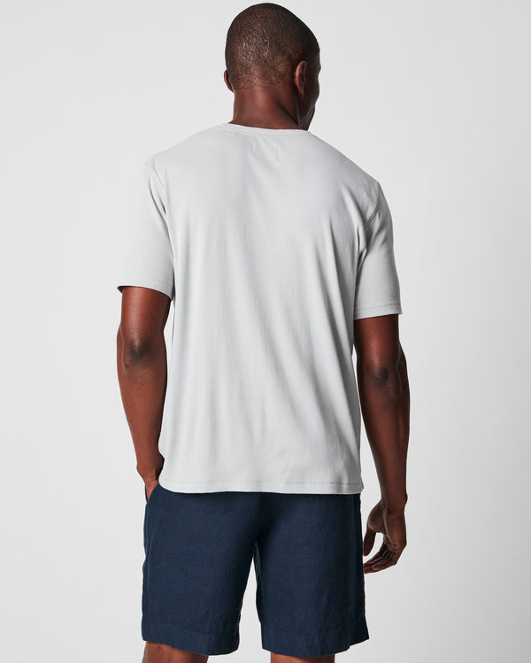 Short Sleeve Rib Crew in Silver