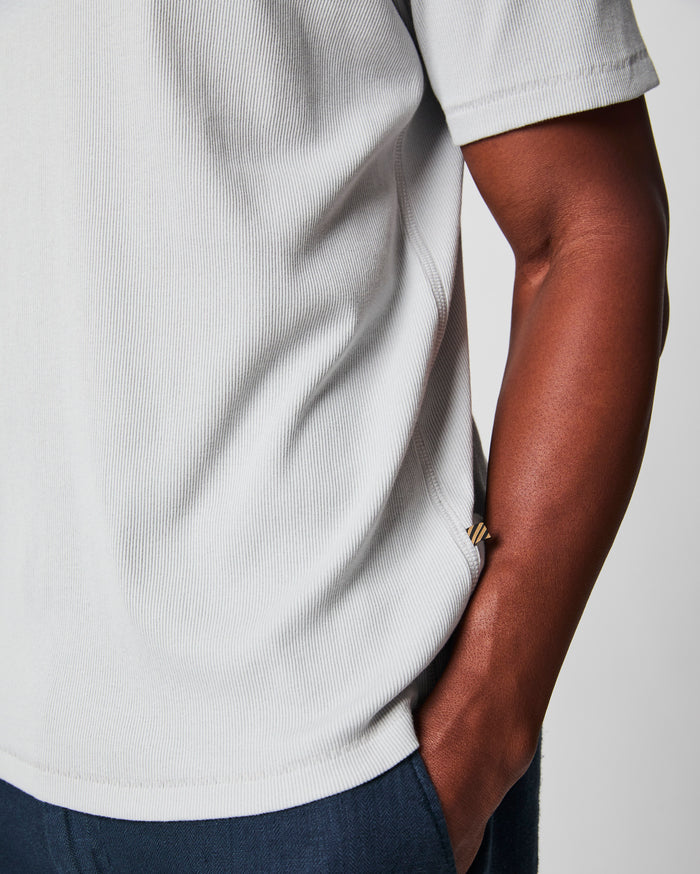 Short Sleeve Rib Crew in Silver