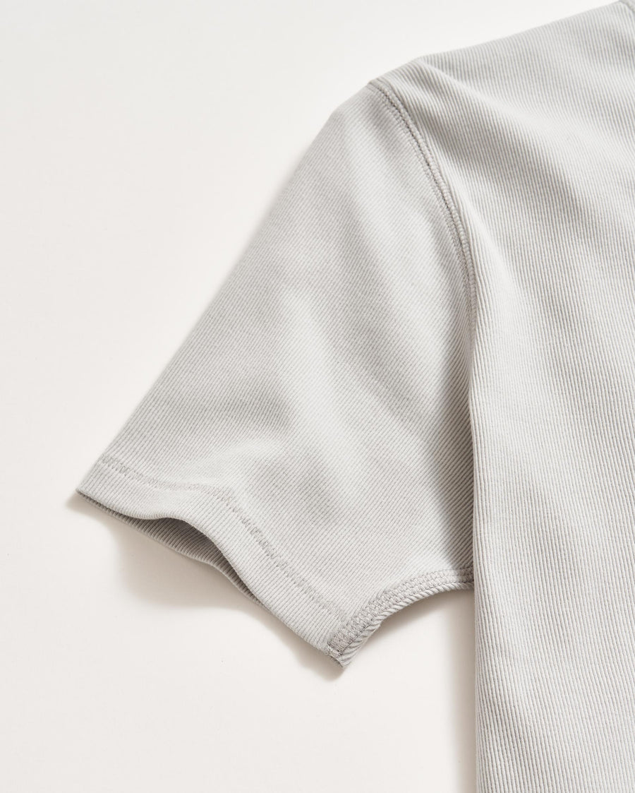 Short Sleeve Rib Crew in Silver