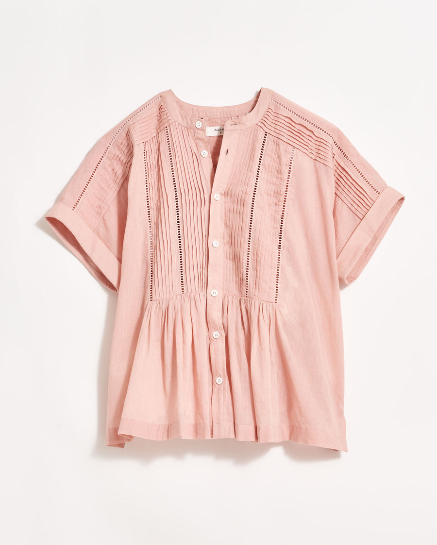 Pintuck Pointelle Blouse in Pale Mauve