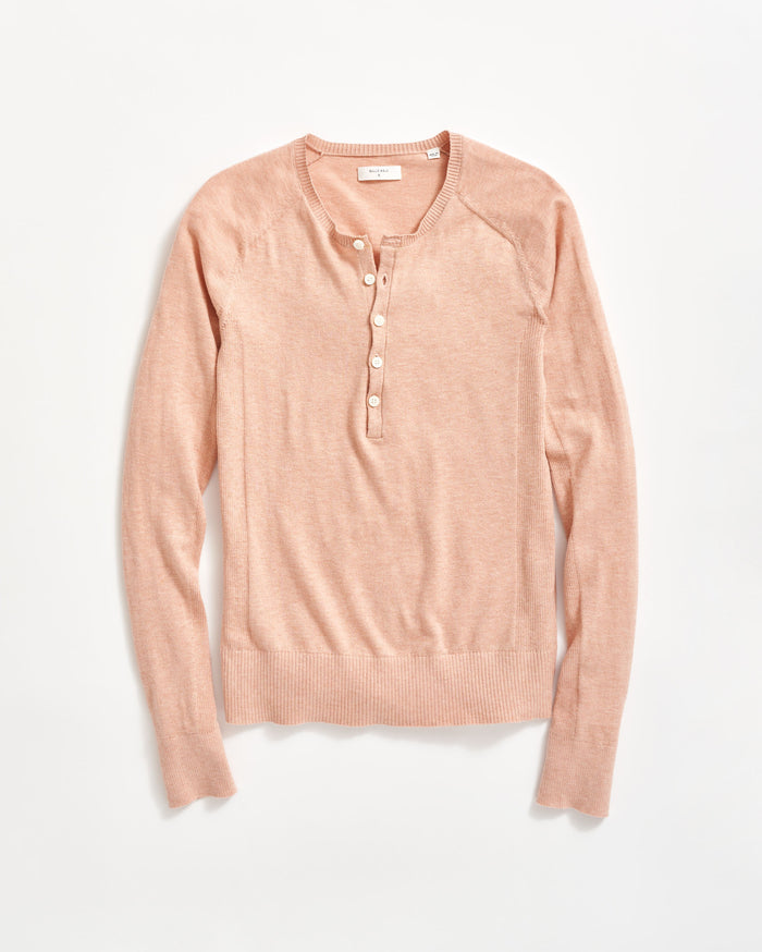 Fine Gauge Henley in Pink Salt