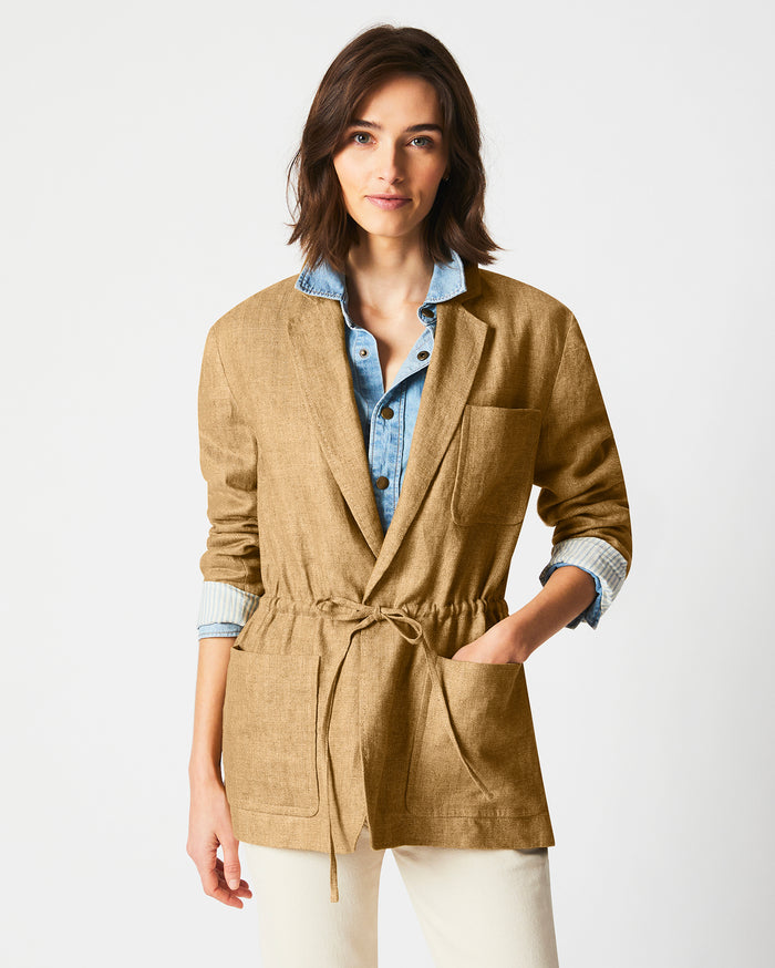 Drawstring Waist Jacket in Sand