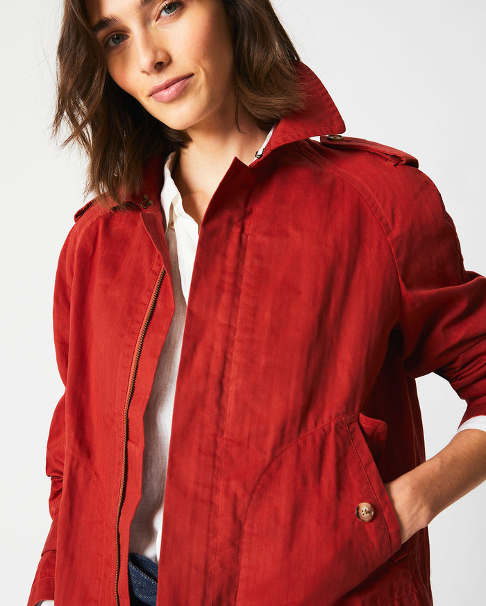 Cropped Raincoat in Red