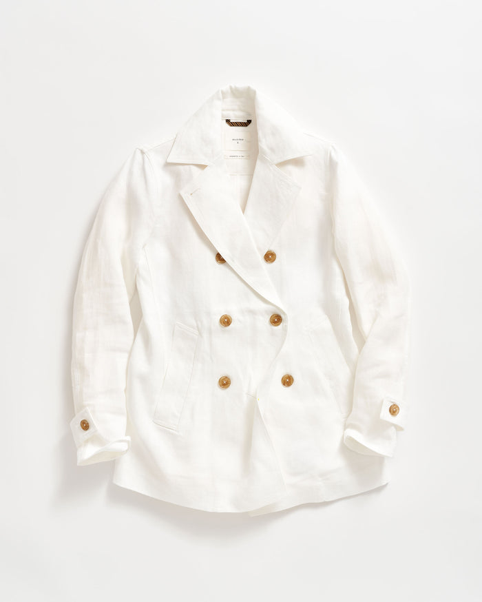 Linen Spring Peacoat in Tinted White