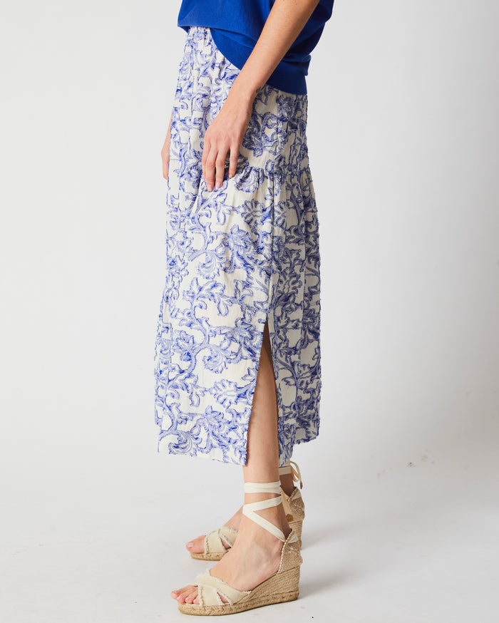 Panel Prairie Skirt in Cobalt/Cream