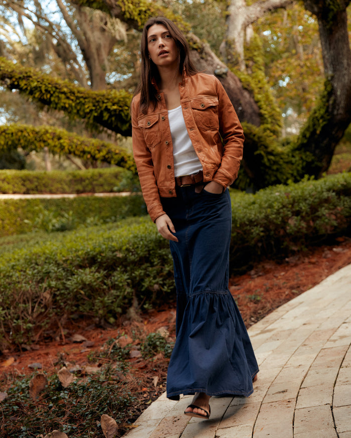 Maxi Denim Skirt in Double Dye