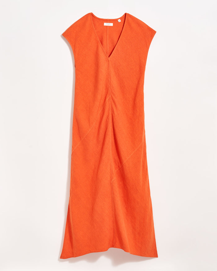 Maxi Bias Linen Dress in Terracotta