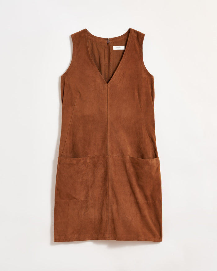 Suede Shift Dress in Country Brown