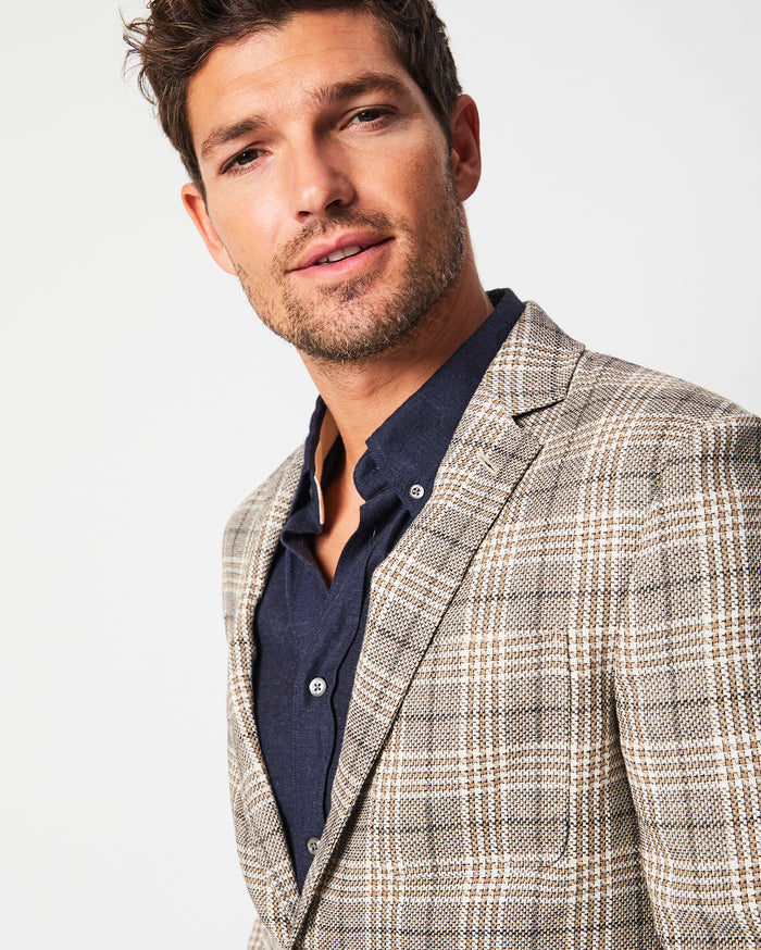 Window Plaid Archie Jacket in Tan/Multi