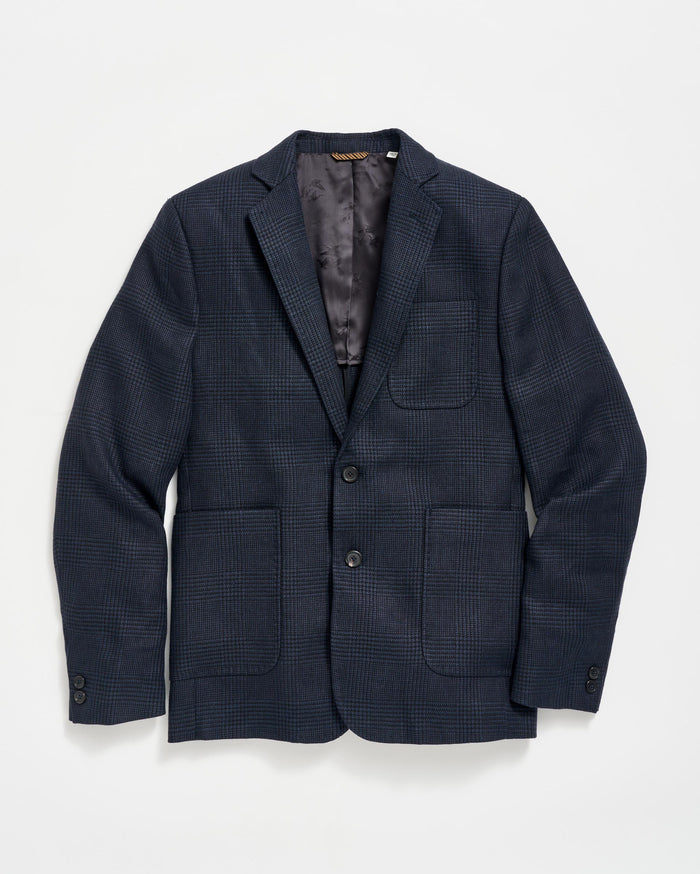 Glen Plaid Archie Jacket in Navy