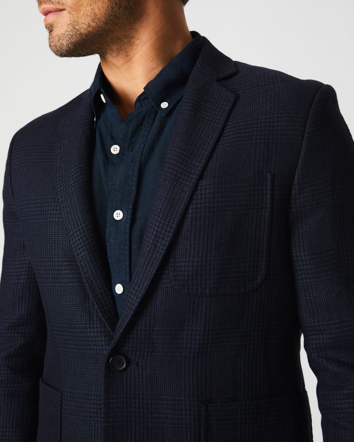 Glen Plaid Archie Jacket in Navy