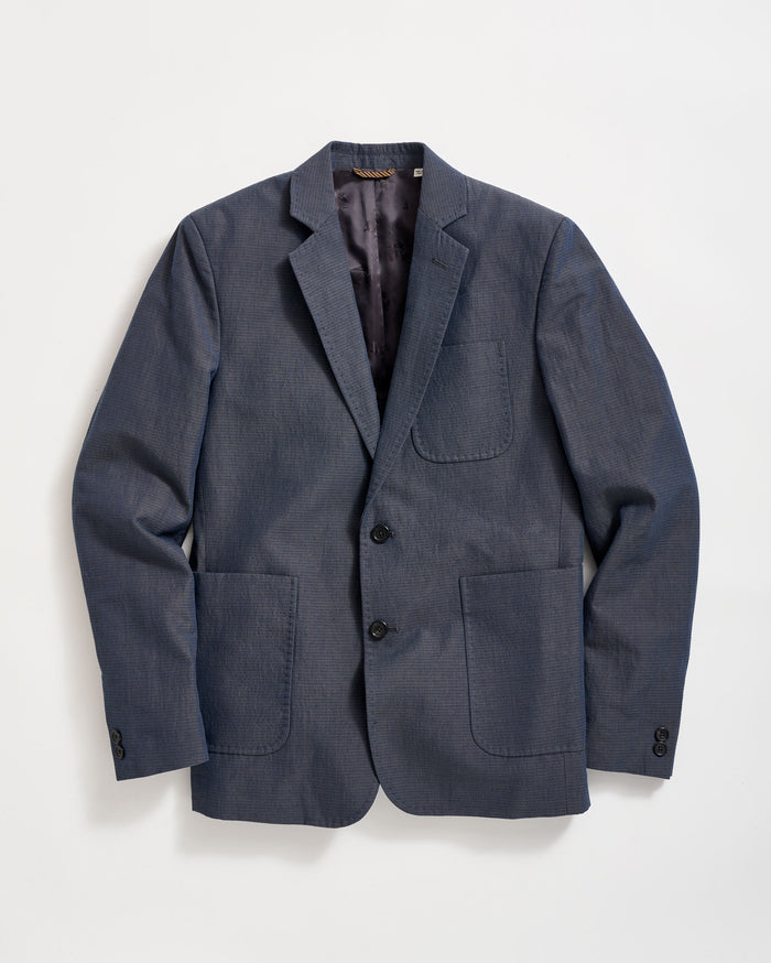 Micro Seersucker Archie Jacket in Navy