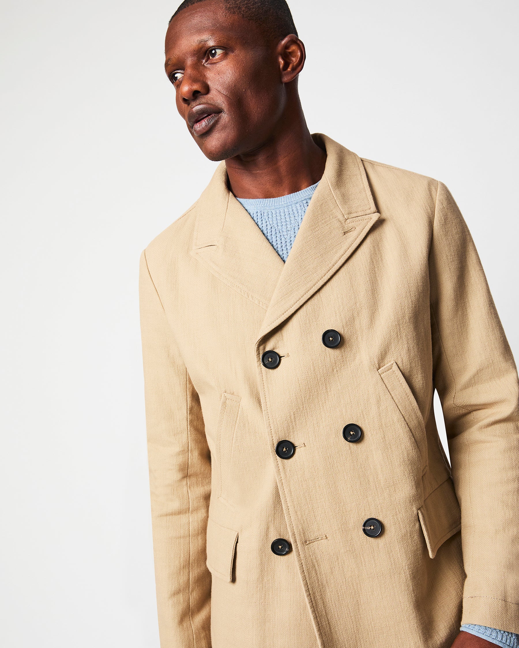 CANVAS BOND PEACOAT IN SAND Billy Reid