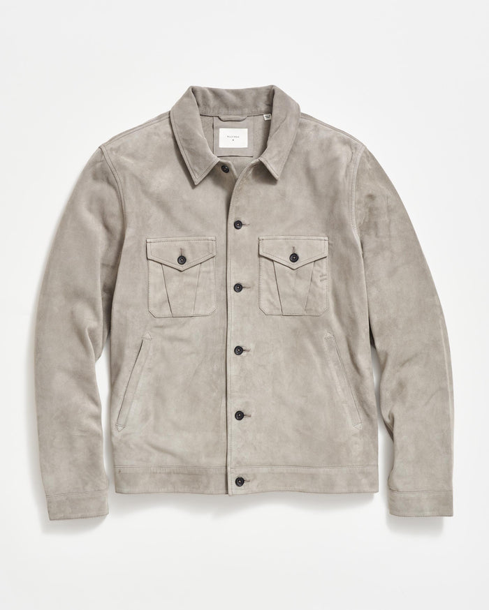 Patch Pocket Suede Jacket in Grey