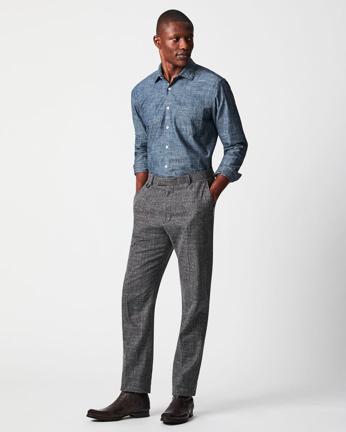 Slub Flat Front Trouser in Charcoal