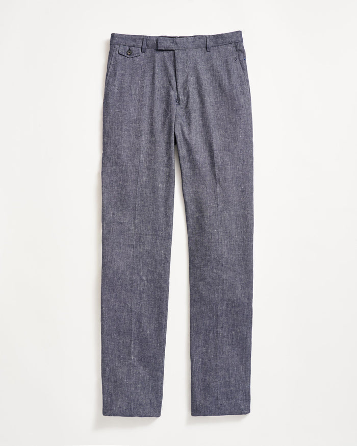 Twill Flat Front Trouser in Navy