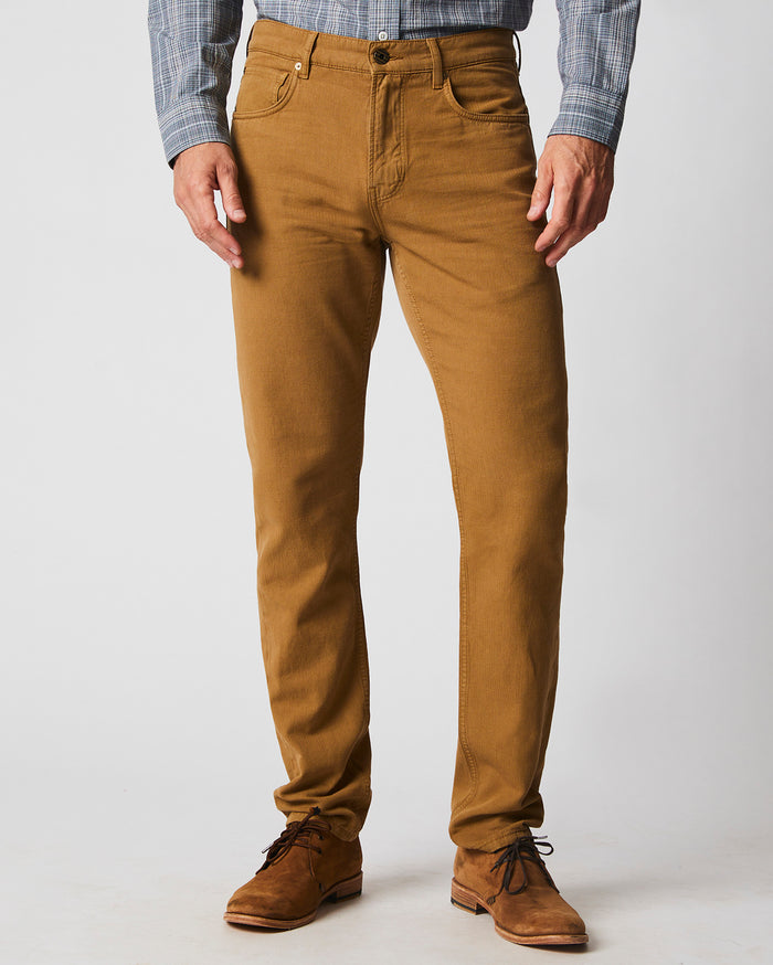 Cotton Linen 5 Pocket Pant in Dark Tan