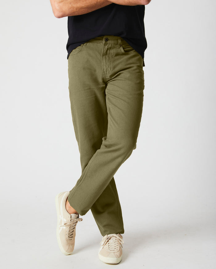 Cotton Linen 5 Pocket Pant in Olive