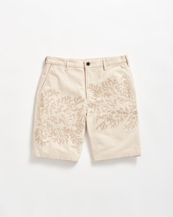 Chain Stitch Chino Short in Natural