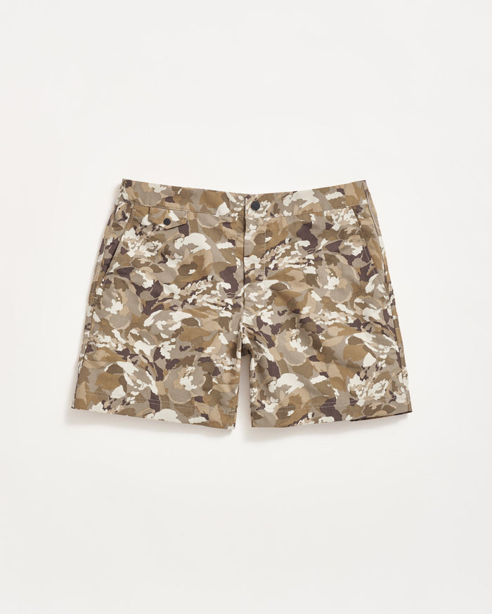 Camellia Moore Hybrid Swim Short in Olive/Multi