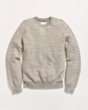 Grid Texture Jacquard Crew