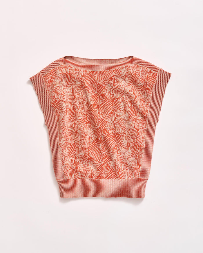 Jacquard Short Sleeve Wedge Sweater