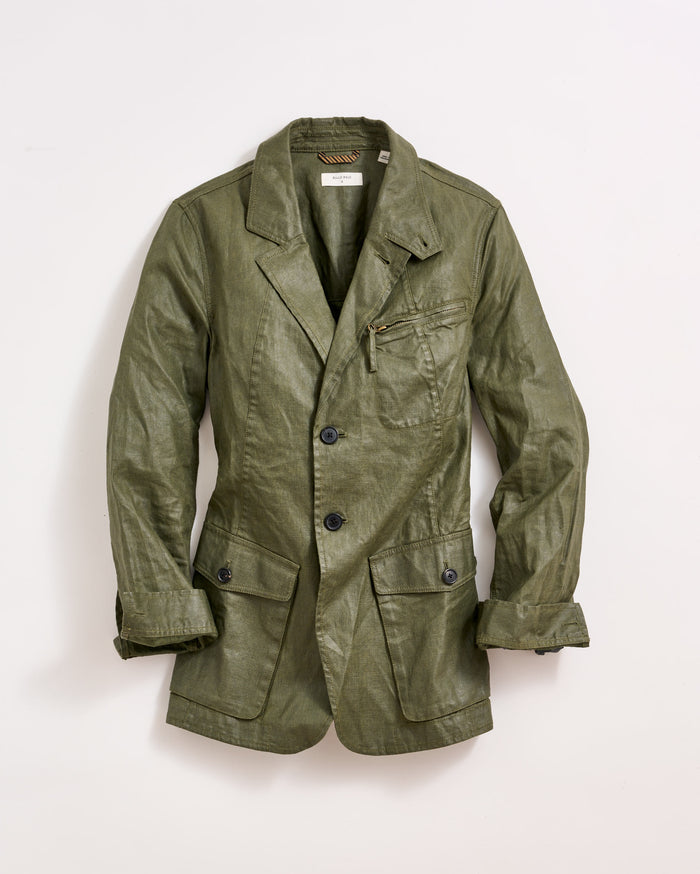 COATED LINEN HACKING JACKET