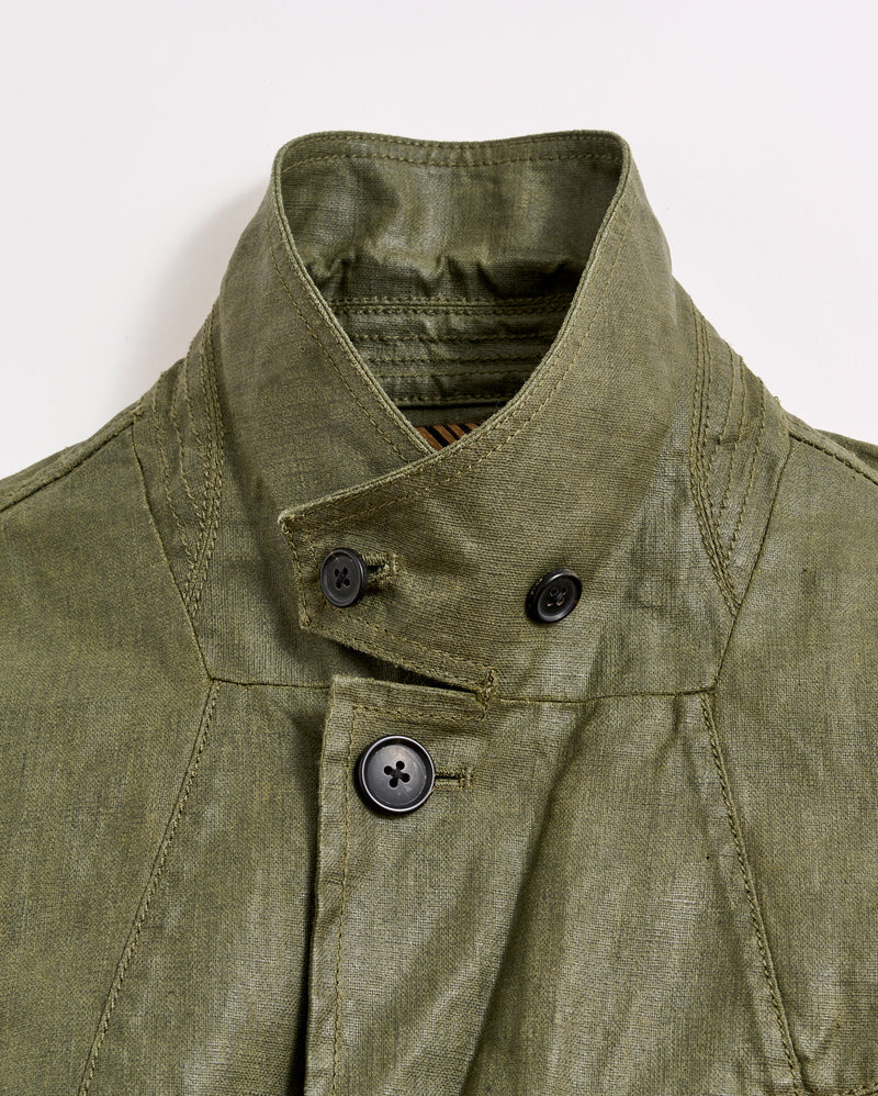 COATED LINEN HACKING JACKET