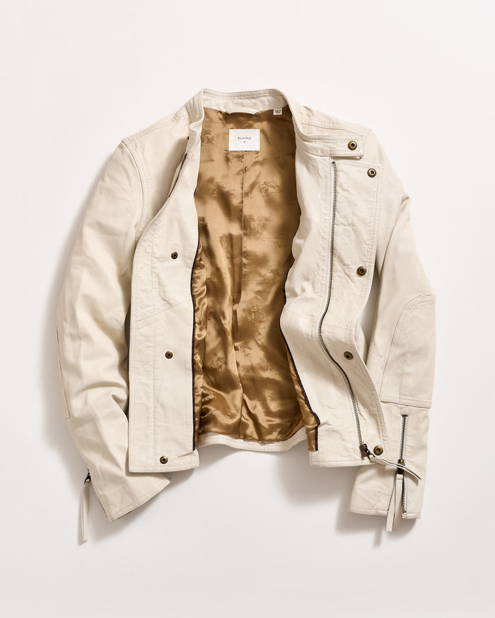 Washed Leather Biker Jacket