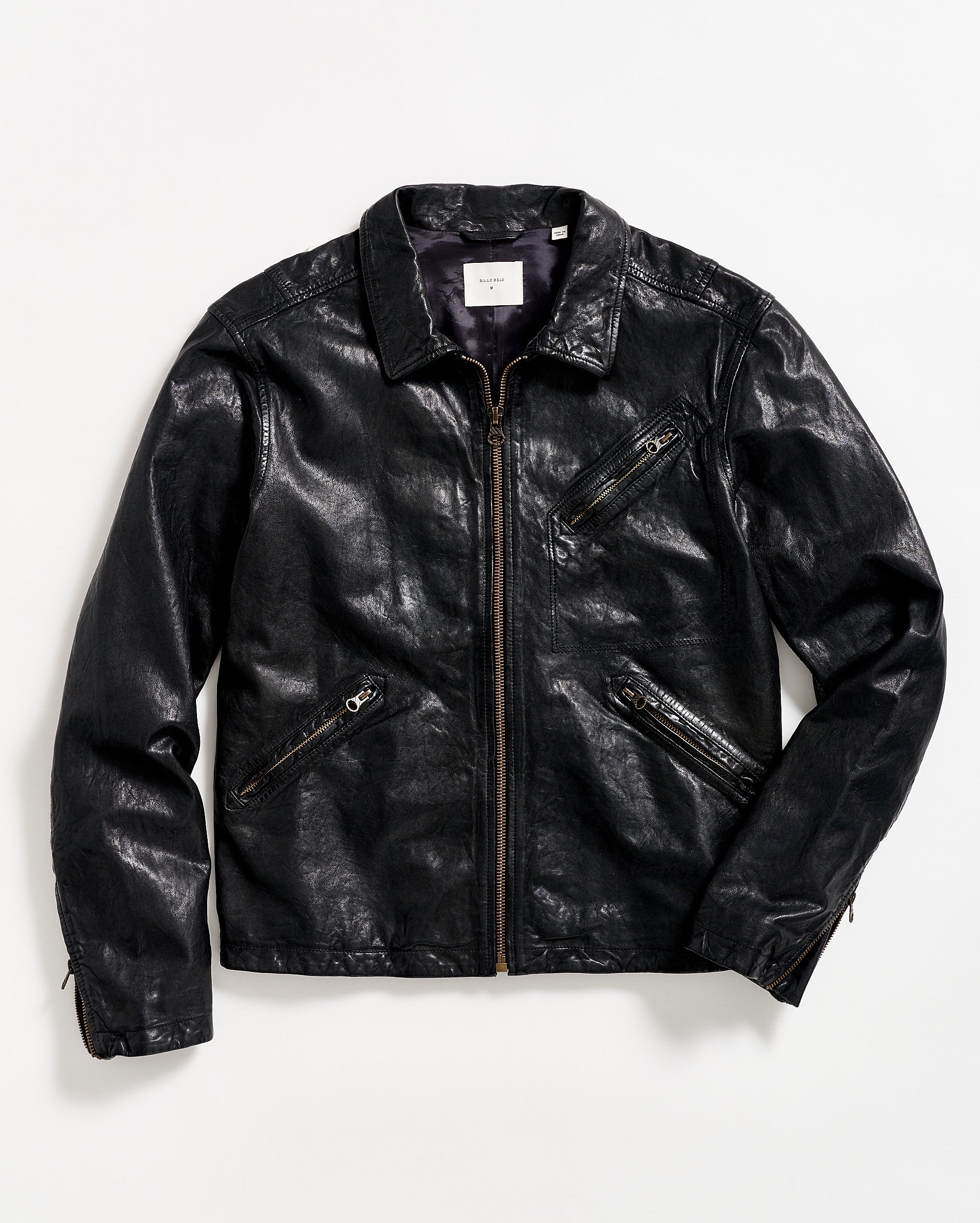 Blake Jacket in Black Washed Lambskin Signature Details and Functional Pockets Billy Reid