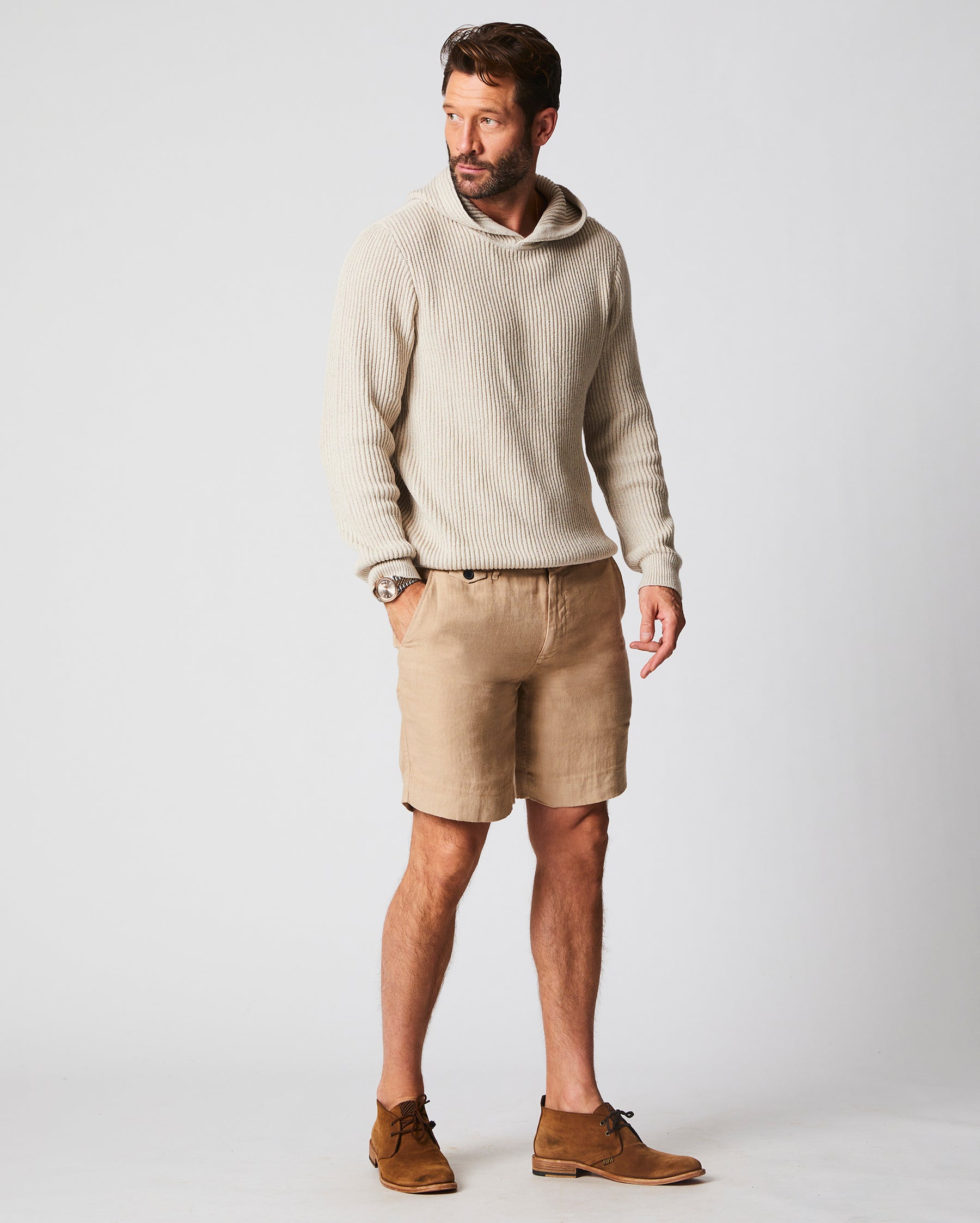 LINEN MOORE SHORT IN KHAKI Billy Reid